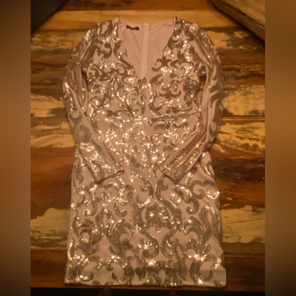 Rose sequins mini dress